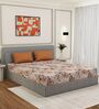 Beige Floral 180 TC Polyester Double Size Bedsheet With 2 Pillow Covers