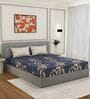 Blue Floral 180 TC Polyester Double Size Bedsheet With 2 Pillow Covers