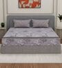 Grey Floral 180 TC Polyester Double Size Bedsheet With 2 Pillow Covers