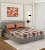Brown Floral 180 TC Polyester Double Size Bedsheet With 2 Pillow Covers