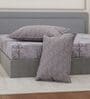Grey Floral 180 TC Polyester Double Size Bedsheet With 2 Pillow Covers
