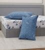 Blue Floral 180 TC Polyester Double Size Bedsheet With 2 Pillow Covers