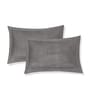 Grey Floral 180 TC Polyester Double Size Bedsheet With 2 Pillow Covers