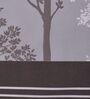 Grey Floral 180 TC Polyester Double Size Bedsheet With 2 Pillow Covers