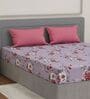 Pink Floral 180 TC Polyester Double Size Bedsheet With 2 Pillow Covers