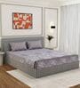 Grey Floral 180 TC Polyester Double Size Bedsheet With 2 Pillow Covers