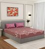 Pink Floral 180 TC Polyester Double Size Bedsheet With 2 Pillow Covers