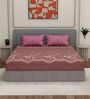 Pink Floral 180 TC Polyester Double Size Bedsheet With 2 Pillow Covers