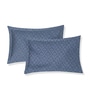 Blue Floral 180 TC Polyester Double Size Bedsheet With 2 Pillow Covers