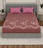 Pink Floral 180 TC Polyester Double Size Bedsheet With 2 Pillow Covers
