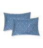 Blue Floral 180 TC Polyester Double Size Bedsheet With 2 Pillow Covers