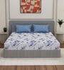 Blue Floral 180 TC Polyester Double Size Bedsheet With 2 Pillow Covers
