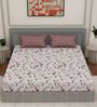 Peach Floral 180 TC Polyester Double Size Bedsheet With 2 Pillow Covers