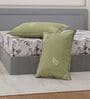 Green Floral 180 TC Polyester Double Size Bedsheet With 2 Pillow Covers