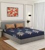 Blue Floral 180 TC Polyester Double Size Bedsheet With 2 Pillow Covers