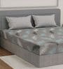 Grey Leaf 180 TC Polyester Double Size Bedsheet With 2 Pillow Covers