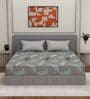 Grey Leaf 180 TC Polyester Double Size Bedsheet With 2 Pillow Covers