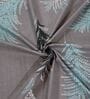 Grey Leaf 180 TC Polyester Double Size Bedsheet With 2 Pillow Covers