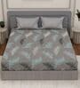 Grey Leaf 180 TC Polyester Double Size Bedsheet With 2 Pillow Covers