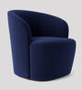 Aron Velvet Low Back Lounge Chair In Navy Blue  Colour