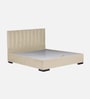 Jacklin Velvet Upholstered  Queen Size Bed In Beige Color with Hydraulic Storage