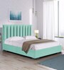 Jacklin Velvet Upholstered  Queen Size Bed In Sea Green Color with Hydraulic Storage