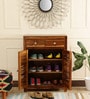 Arrata Solid Wood Shoe Cabinet In Natural Teak Finish