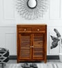 Arrata Solid Wood Shoe Cabinet In Natural Teak Finish