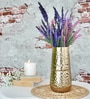 Arrow Engraved Gold Metal Vase