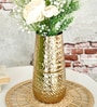 Arrow Engraved Gold Metal Vase
