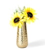 Arrow Engraved Gold Metal Vase