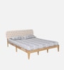 Arsenio Upholstered Queen Size Bed In Natural & Beige Colour