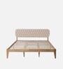 Arsenio Upholstered Queen Size Bed In Natural & Beige Colour