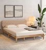 Arsenio Upholstered Queen Size Bed In Natural & Beige Colour