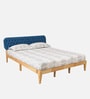 Arsenio Upholstered Queen Size Bed In Natural & Teal Blue Colour