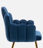 Art Deco Petals Velvet Fabric Lounge Chair In Blue Colour