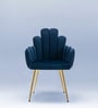 Art Deco Petals Velvet Fabric Lounge Chair In Blue Colour