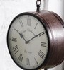 Brown Metal Analog Railway Clock