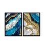 Contemporary Sort Gold Canvas Framed Wildlife Art Panels Set of 2