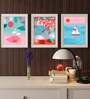 Art Street Abstract Flamingo Pop Art Boat In The Sea Framed Art Prints For Wall D cor, Home Bedroom Decoration, Office Room D cor Gift, Multicolor (Set Of 3, 13x17 Inch)