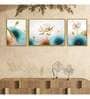 Art Street Blue Blooming Lotus Floral 3 Canvas Set Wall Painting for Home D cor