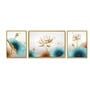 Art Street Blue Blooming Lotus Floral 3 Canvas Set Wall Painting for Home D cor