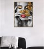 Art Street Canvas Painting Black & White Horse Wall Art Painting with Wooden Frame