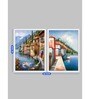 Art Street Canvas Painting Brown Color House Theme Wall Art Painting with Wooden Frame
