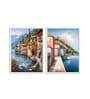 Art Street Canvas Painting Brown Color House Theme Wall Art Painting with Wooden Frame
