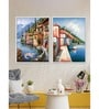Art Street Canvas Painting Brown Color House Theme Wall Art Painting with Wooden Frame