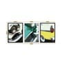 Art Street Canvas Painting Set of 3 Wall Arts White, Green & Yellow Abstract Theme Wall Art Painting