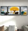 Art Street Deer Golden Tree 3 Canvas Set Art Print Painting for Home D cor