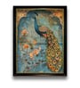Art Street Framed Wall Art Print Traditional Mughal Art Peacock Poster (Blue, 18x22 Inch)