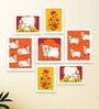 Art Street Indian Art Print Cow with Floawer Theme Wall Hanging for Home Decor